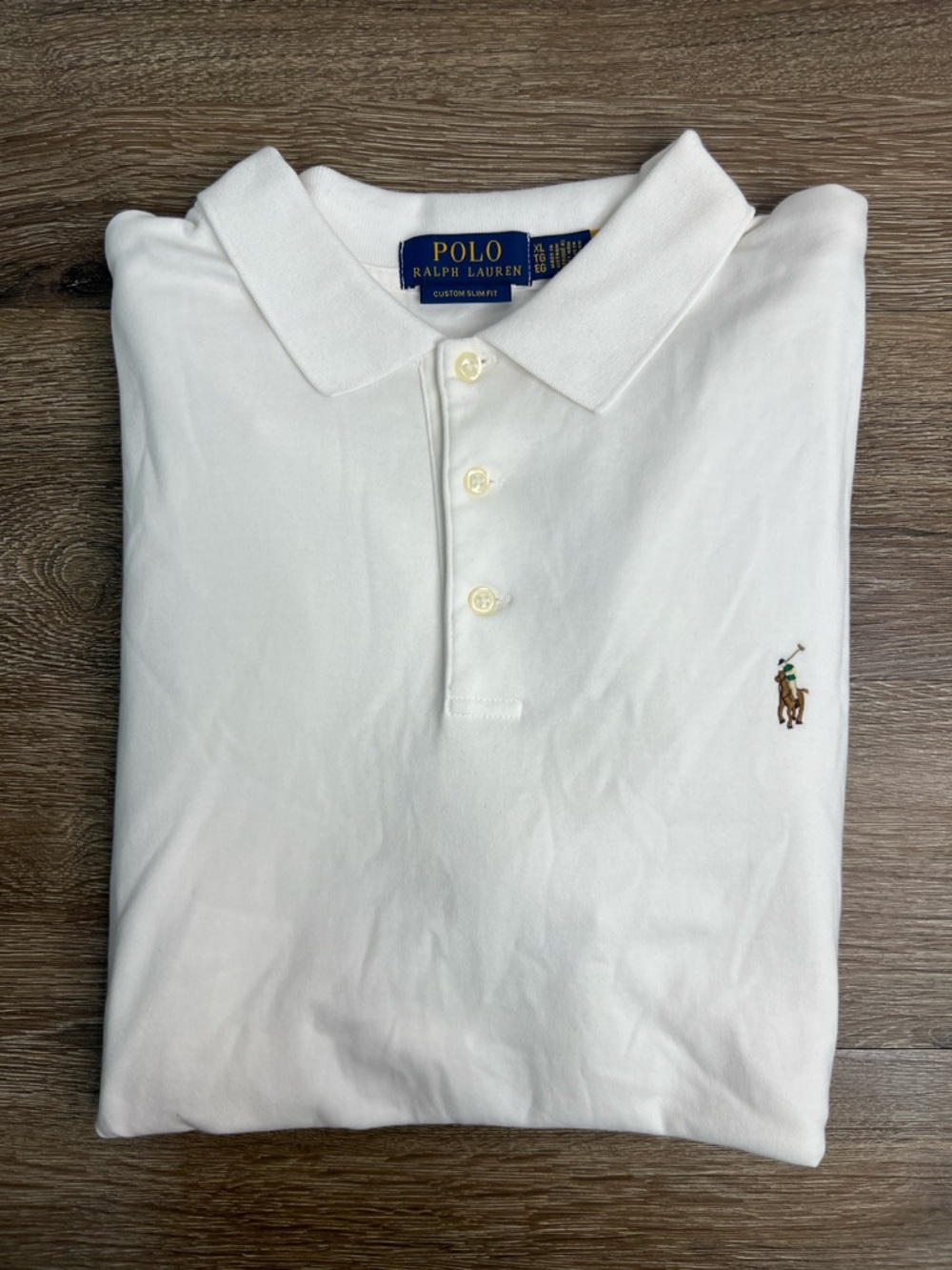 Polo Ralph Lauren White Polo Shirt Custom Slim Fit XL Classic Pony Logo
